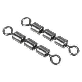 PATIKIL 20pcs 37lb High Speed 3 Roller Swivel Copper Barrel Bead Chain Rolling for Saltwater Freshwater Fishing Black