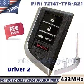 Unbranded FOR 2022 2023 2024 ACURA MDX SMART KEY KEYLESS REMOTE KEY FOB / KR5TP-2 Driver 2
