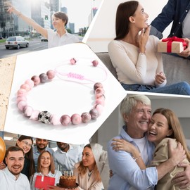 Yuannee Pink Natural Stone Bracelet, Football Bracelet, Friendship, Stress Relief, Anxiety Bracelets, Football Game, Woven Bracelets, Mood Bracelet, Girls Football Gifts, Girls