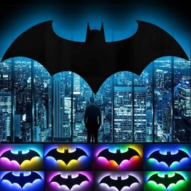 ZAGEVIVIN Bat Neon Wall Light, 7 Colors Remote-Controlled LED Sign, Superhero Room Decor, Black (Black)