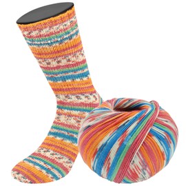 LANA GROSSA Meilenweit Seta, high-quality sock yarn with silk content, machine washable, hand knitting yarn, 55% virgin wool (merino), polyamide and silk, 100 g wool for knitting and crochet, 400 m