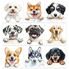 PLIGREAT 9 Sheets Cute Dogs Rub on Transfers for Crafts and Furnitures Rub on Stickers for Wood Dressers Wardrobe Decor Ceramic Scrapbooking Decorative Transfer Stickers, 15x15 cm