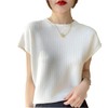 zuevichn Women's Summer Knit Top, Sweater, Short Sleeve, Knitwear, Plain,