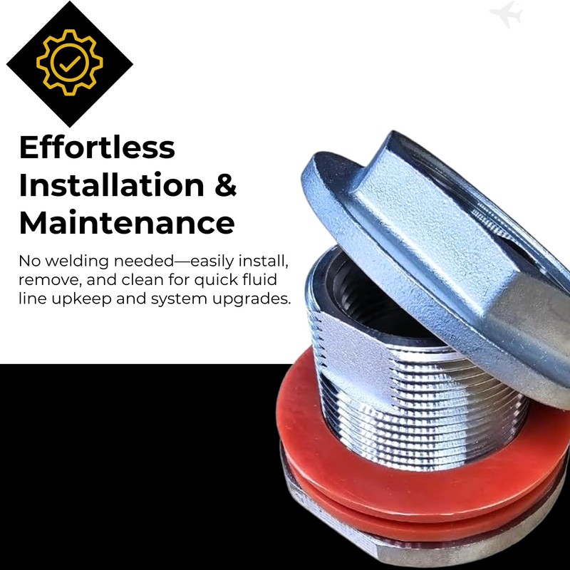 1" NPT SS304 Heavy Duty EZ Seal Weldless Bulkhead w/BUNA-N