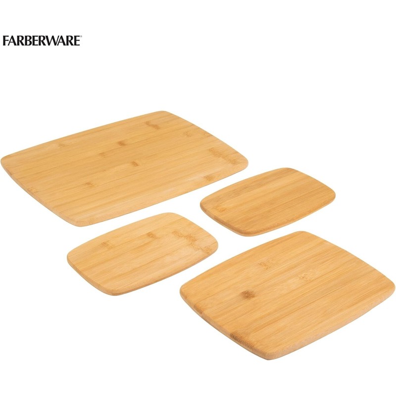 Farberware 4-Piece Reversible Bamboo Cutting 14"L x 11"W x 0.8"Th