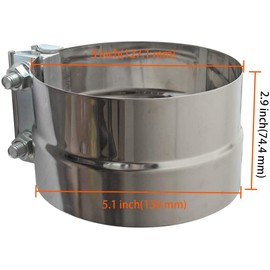 Exhaust Clamps 5" Lap Joint 304 Stainless Steel Band Clamp (4 Pack)