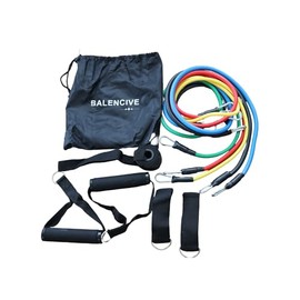 BALENCIVE Resistance Tube Bands 10 Pieces Set for Working Out with 1 Storage Bag, Workout Bands with Handles for Men and Women, Home Gym Equipment (Medium, 1, Count)