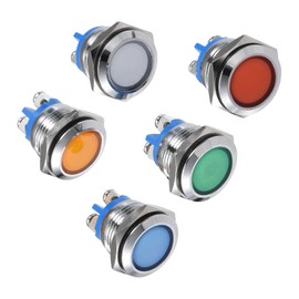 CoCud Indicator LED Light, 12V 16mm M16 Dia. IP65 Waterproof Rating, Metal with O Ring Signal Lamp 5 Colors - (Applications: for Car Truck Boat Machinery & Equipment), 1-Set