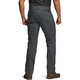 CQR Men's Cool Flex Tactical Pants, Water Resistant Lightweight Stretch Cargo Work Hiking Pants, Sierra Charcoal, 38W x 30L