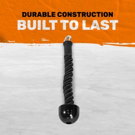 Bells of Steel Tricep Rope Cable Machine Attachment and Functional Trainer with Carabiners - Commercial and Home Gym LAT Pulldown Attachments - 14.8in Single Gym Rope