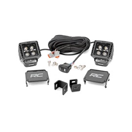 Rough Country Dual 2" LED Ditch Light Kit for Toyota Tundra (2022-2024) - (2) 2-in Black Series LED Cubes, White DRL