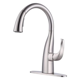 WOWOW Brushed Nickel Kitchen Faucet with Sprayer, Single Handle Gooseneck Kitchen Sink Faucet Stainless Steel with Deckplate, High Arc Elegant Water Tap Water Faucet for Kitchen Sink (Patent Product)