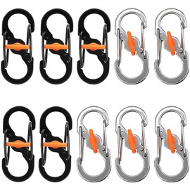 Xrten Pack of 10 S Outdoor Camping Hooks, Mini S Carabiner, S Clip Backpack, S-shaped Carabiner, Stainless Steel Carabiner for Outdoor Camping Home Hiking