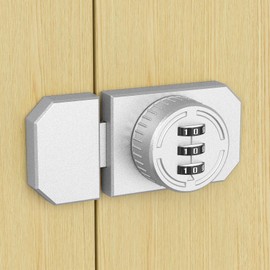 YogePote Adhesive Cabinet Combination Door Lock, Mechanical Keyless 3-Digit Password Safety Locks, Stick-on Combination Latch for Locker, Barn, One-Way Door, Closet, Drawer (1, Silver)