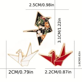 NOIAFZY 6Pcs Vibrant Enamel Alloy Paper Crane Brooches Crane Design Animal Pattern Brooch Pin Badges for Clothing Accessories