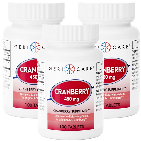Geri-Care Cranberry Supplement, 100 Tablets 450 mg Each (Pack of 3)