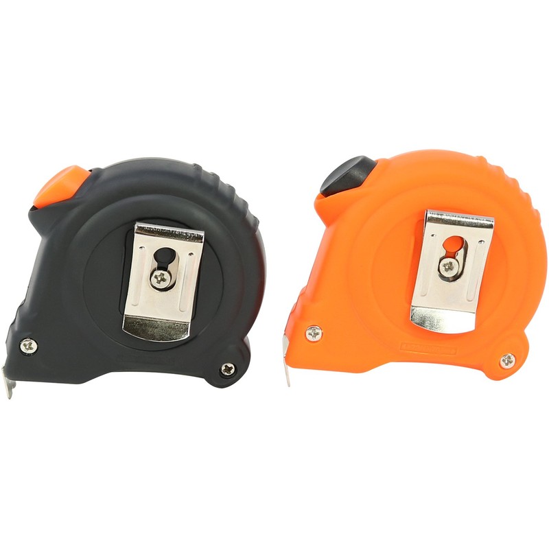 com-four® 2 x Tape Measure with Belt Clip for Household