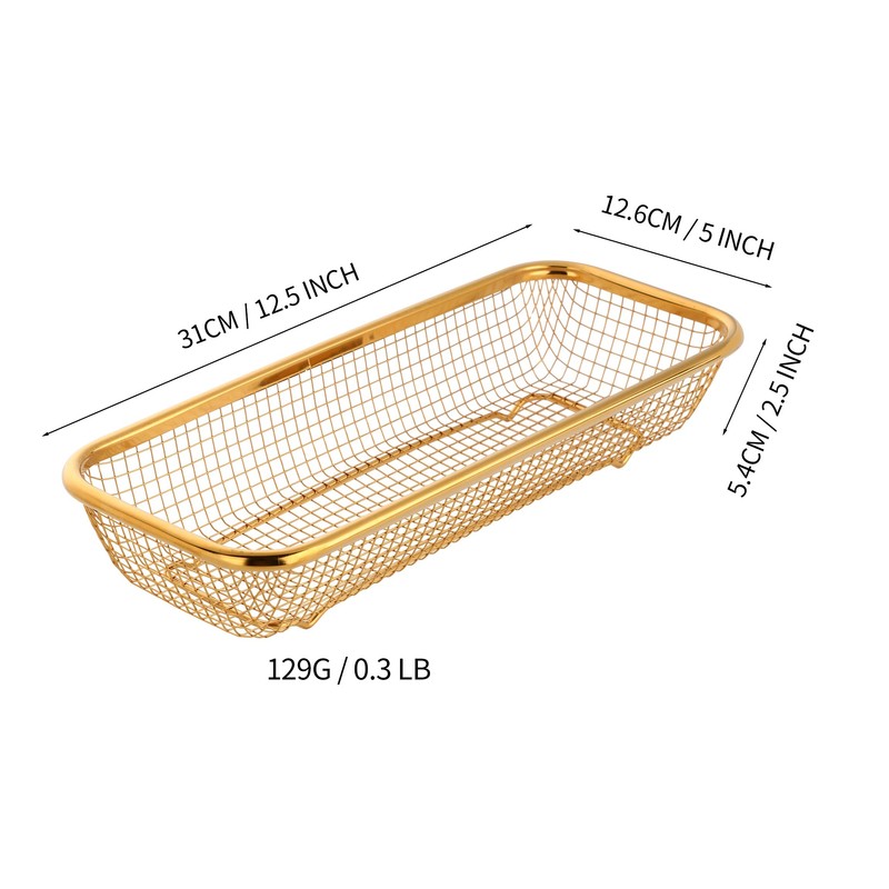 BYEGOU Gold Kitchen Drawer Organizer, Stackable Mesh Storage Baskets, Stainless