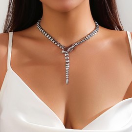 Cupimatch Short Necklace Snake Collar: Women's Curved Cuff Copper Snake Chain Snake Cocktail Serpent Jewelry golden (silver)