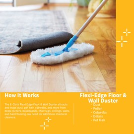 E-Cloth Flexi-Edge Floor & Wall Duster, Reusable Dusting Mop for Floor Cleaning, Floor Cleaner Ideal for Harword, Tile, Laminate and Other Hard Surfaces, 100 Wash Guarantee, 1 Pack
