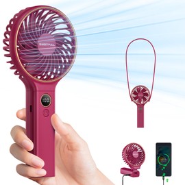 SWEETFULL Handheld Fan, Portable Fan, 5000mAh Rechargeable Battery, 6 Speed Wind, LED Display, Personal Mini Travel Fan with Backup Power, Hand Held Fan USB Foldable Electric Fan for Women Girl
