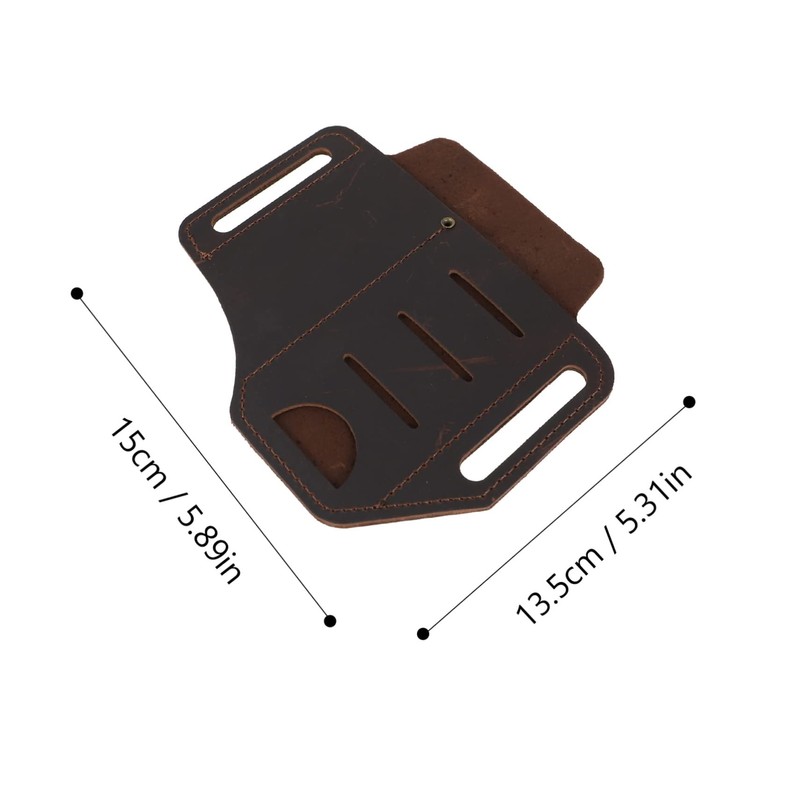 BESPORTBLE Elegant Brown Leather Belt Organizer Flashlight Pen Pocket for