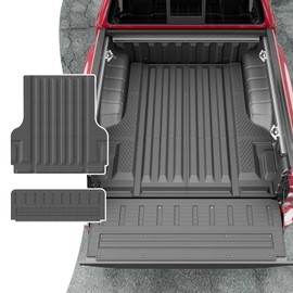 xipoqix Truck Mat Tailgate Mat Compatible with 2022-2025 Nissan Frontier TPE Truck Liner Replacement for 2022 2023 2024 2025 Nissan Frontier Accessories (Strip Style Tailgate Mat+Truck Mat)