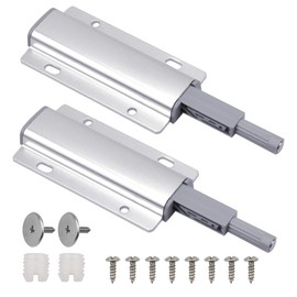 HQdeal 2 Pack Push to Open System Damper Buffer, Push to Open Door Catch Magnetic Door Latch Magnet Push Latches Release for Kitchen Cabinet Door Furniture Wardrobe Drawer, Silver