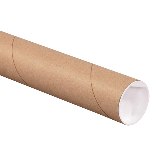 AVIDITI Cardboard Tubes with Caps, 30"L x 2"W x 2"H, Pack of 50 | Poster Tube for Mailing and Storage of Blueprints, Artwork, Crafts, Long Art Holder, 30 inches