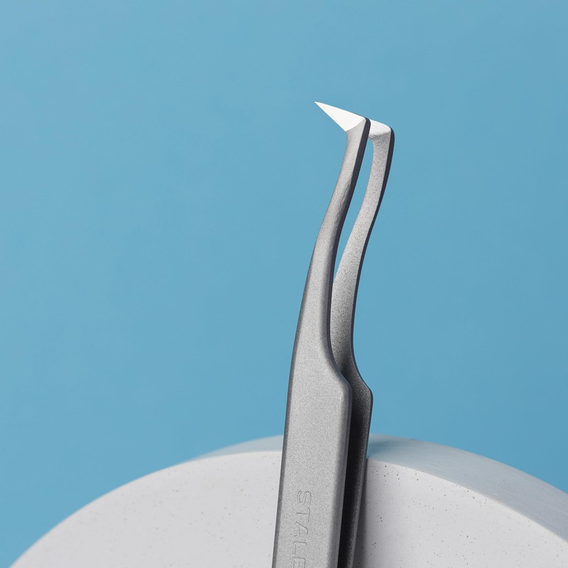 STALEKS PRO Professional False Eyelash Tweezers Curved Eyelash Extension Mega
