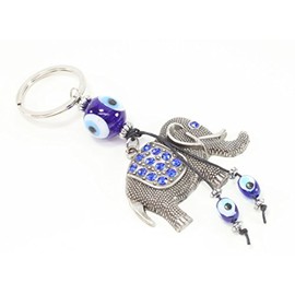We pay your sales tax Elephant Blue Evil Eye (Nazar) Key Ring Keychains Protection Religious Charm Birthday Blessing Congratulatory Gift (Elephant-YP2988)