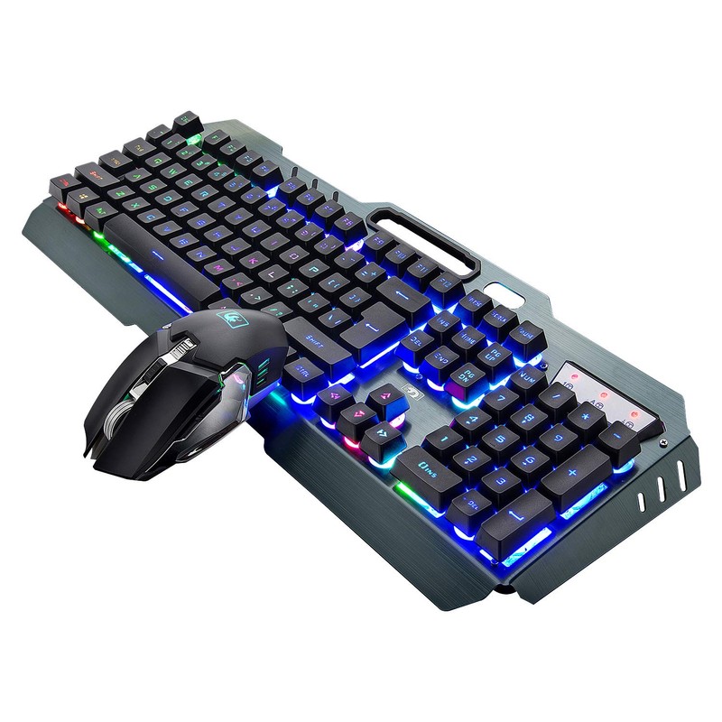 Wireless Gaming Keyboard and Mouse, Rechargeable, Rainbow Backlit with 3800mAh