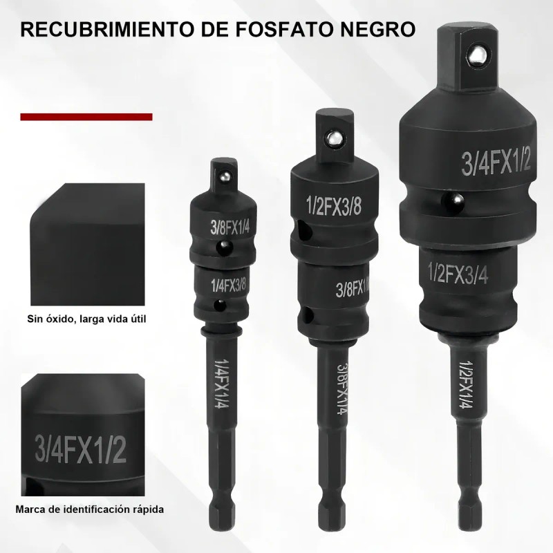 Pack Adaptadores LIANZI Para Dados y Llaves Impacto 1/4 1/2