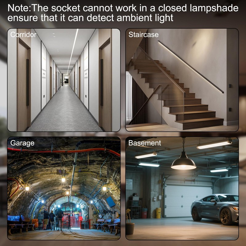 Motion Sensor Light Socket Adapter, E26/E27 Screw-in Light Sensor Sockets