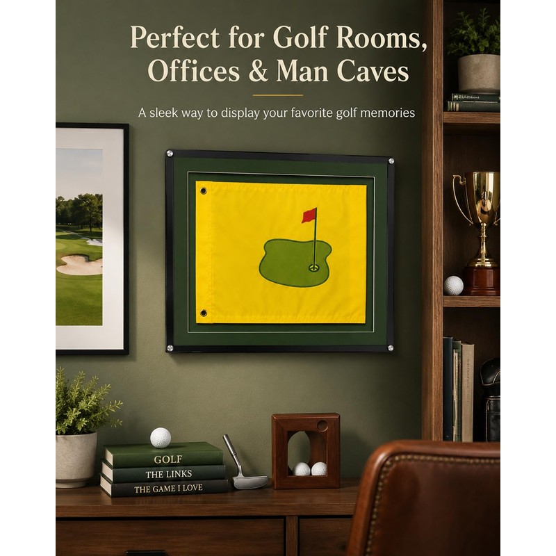 Fletzorb Golf Flag Frame 13x17/14x18, Acrylic Display Case with Green
