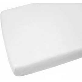 Travel Cot Fitted sheet 95x65 | Travel Cot Mattress Sheets | 4 Way Stretch Soft Bedsheet Hypoallergenic Elasticated Breathable Fitted Cot Sheets ( Sinlge Pack , White)