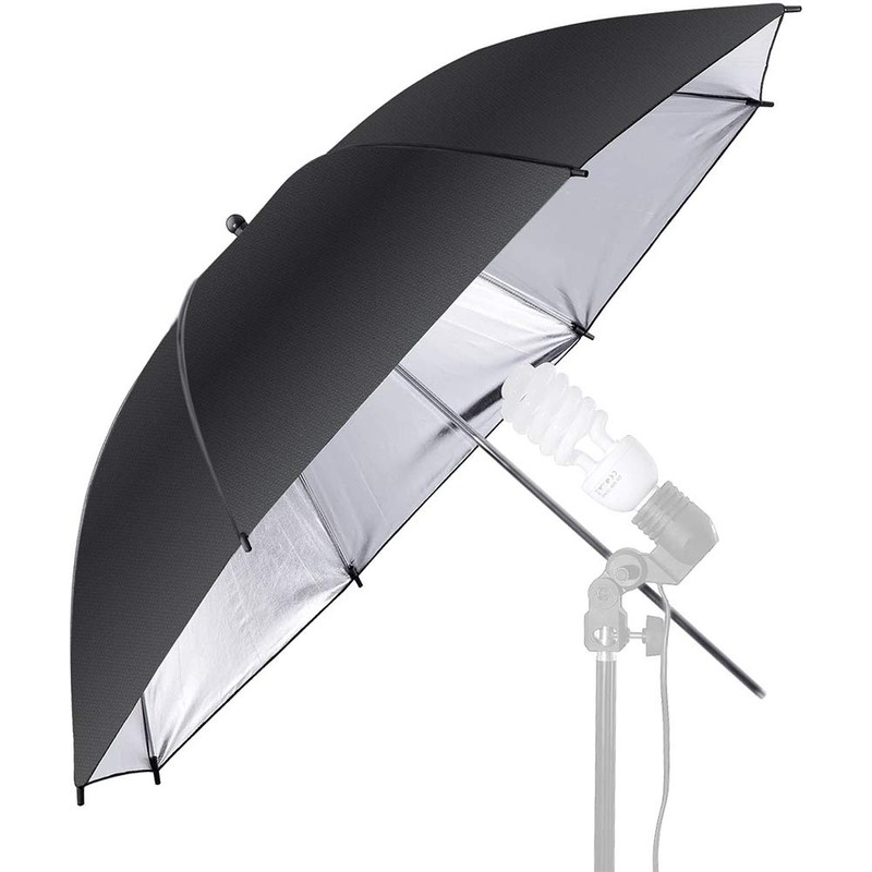 2 x 33" Photo Studio Black Silver Reflective Umbrella For
