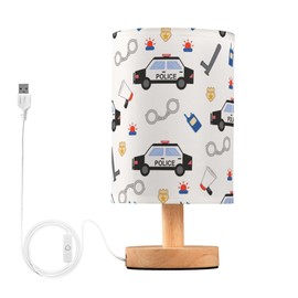 Vozoza Cartoon Police Car LED Table Lamp with USB Port Rechargeable Lamps Bedroom Lamps for Nightstand Living Room Dorm Home Office Desk