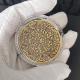 Battle-Axe Helmet Norse Compass Viking Heritage Commemorative Challenge Coin (Single Coin)