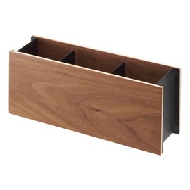 Yamazaki 2731 RIN Pen Stand & Remote Control Rack, black, Wood/Steel, Minimalist, 25 x 7 x 10.2 cm