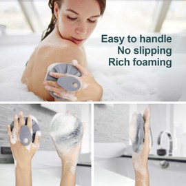 INNERNEED® More Hygienic Silicone Body Scrubber Exfoliating & Massaging Shower Brush, Bathing Tool, for All Skin Types, Lathers Well, Longer Service Life (Gray)