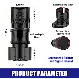 Suvnie Dual Car Cup Holder Expander, 2 in 1 Multifunctional Auto Drink Adapter with Adjustable Base, 360 Degrees Rotating Cupholder Extender with Compass, Universal Car Accessories