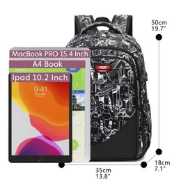 Asge School Backpack Boys Teenage Nylon Large School Bags Girls Satchel Kids Backpacks Print School Bags for 8-16 Years School Bags for Boys Waterproof Satchel