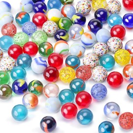 XOXVURI Pack of 60 Small Glass Marbles, Children's Marble Game, Colourful Marbles for Game Machine, Plant Decoration, Marble Run, Marble Runs, 16 mm
