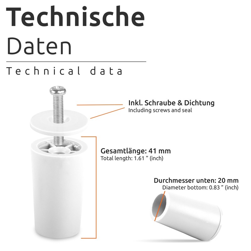 ECENCE Buffer stopper for roller shutters, set of 8pcs 40mm