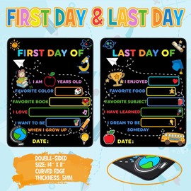 2PCS First & Last Day of School Board Sign, 14x11 Inch Back to School Chalkboard Sign Reusable - 1st and Last Day of Kindergarten Grade Preschool Sign, Double-Sided Back to School Supplies for Kids