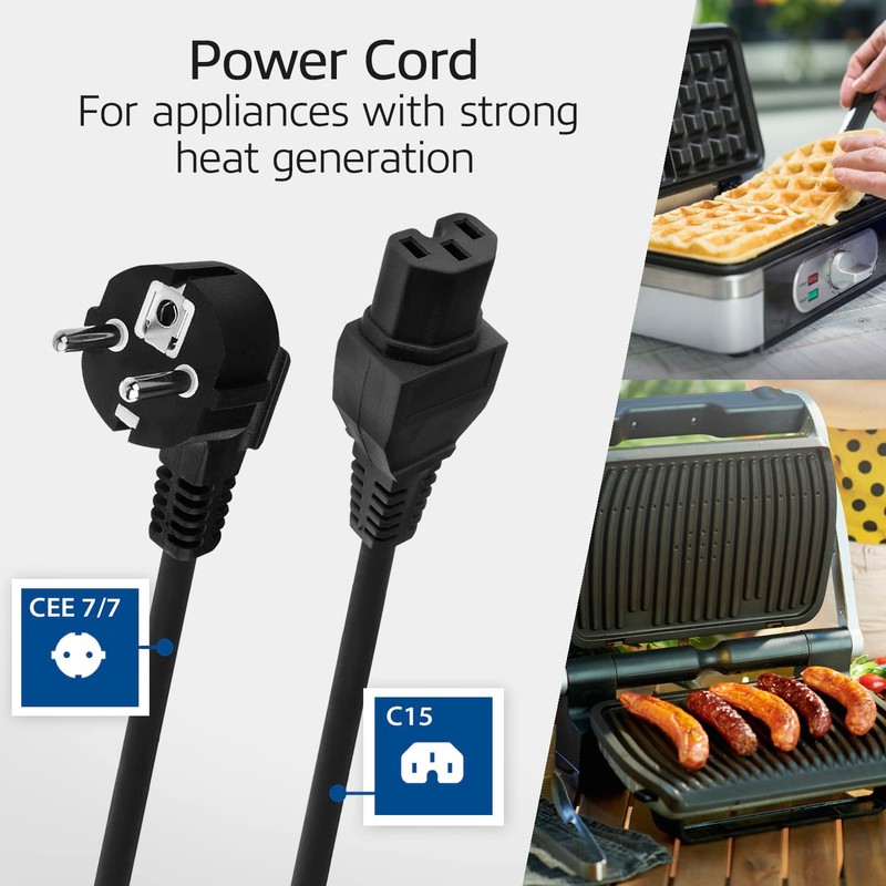 ACT Warming Device Cable CEE7/7 to C15, 2m Power Cord