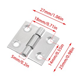 Mormchlots 20Pcs 25mm/1" Flat Hinges, Stainless Steel Folding Hinge, Door and Window Mini Hinge for Jewelry Boxes, Wooden Box, with Mounting Screws(25mmx27mm/0.98"x1.06")