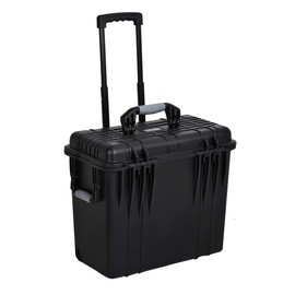 MEIJIA Waterproof Portable Equipment Hard Case With Retractable Pull Handle And Rolling Wheels,Customized Fit Foam Inserted, Elegant Black, Fit For Drones,Rifle,Camera,Lens,19.88X12.01 X18.11 inches