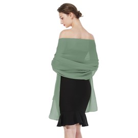 BEAUTELICATE Chiffon Scarf Stole Women's Festive Elegant Scarves Shoulder Scarf Stole for Evening Dresses Bridal Festive Summer Wedding, Jade Green - Plus Size
